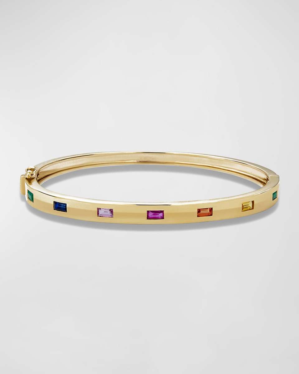 10K Gold Rainbow Sapphire Bright Bangle